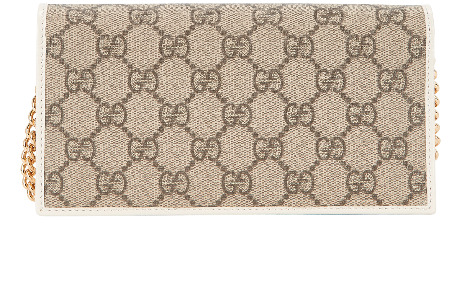 Horsebit Wallet On Chain, &pound;395, Handbags, Beige/White, Canvas/Leather, Back view